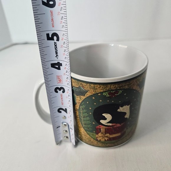 Sakura Oneida Holiday Cheer Mug Black Cat Christmas Coffee Cup Warren Kimble - Picture 8 of 9